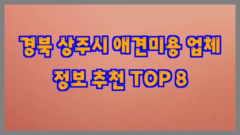 경북 상주시 애견미용 업체 정보 추천 TOP 8