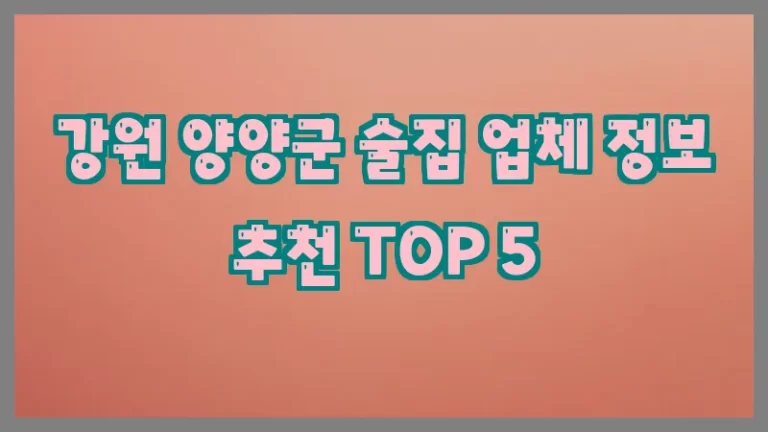 강원 양양군 술집 업체 정보 추천 TOP 5