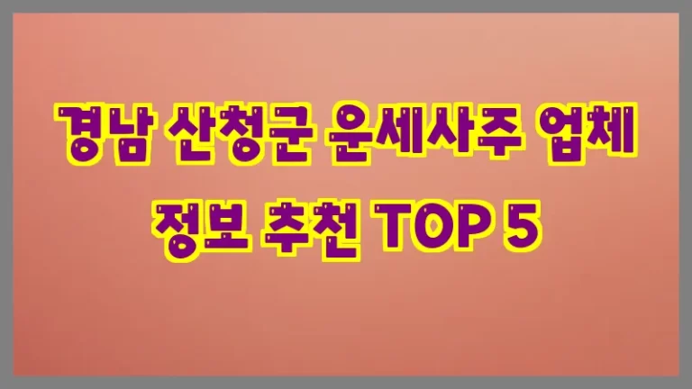 경남 산청군 운세사주 업체 정보 추천 TOP 5