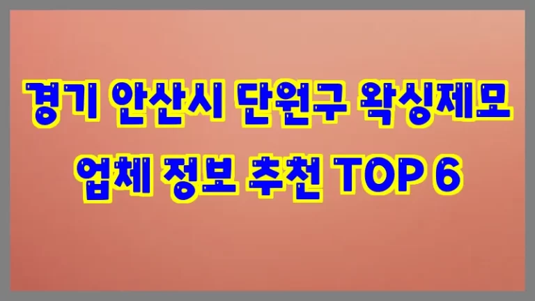 경기 안산시 단원구 왁싱제모 업체 정보 추천 TOP 6