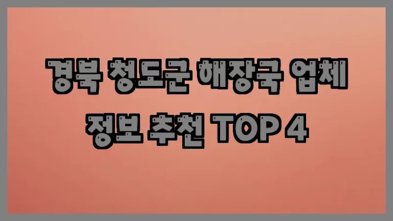 경북 청도군 해장국 업체 정보 추천 TOP 4