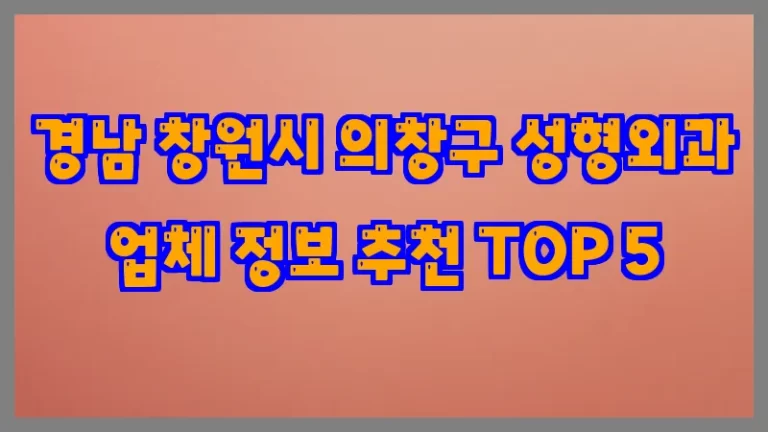 경남 창원시 의창구 성형외과 업체 정보 추천 TOP 5