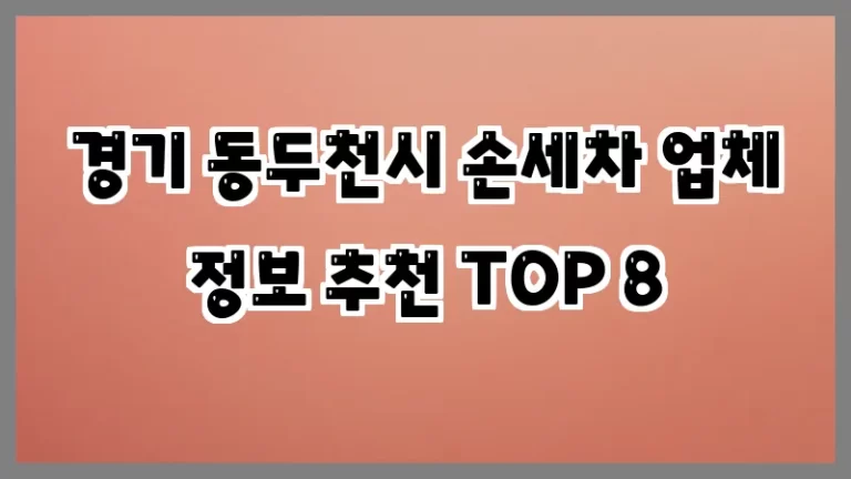 경기 동두천시 손세차 업체 정보 추천 TOP 8