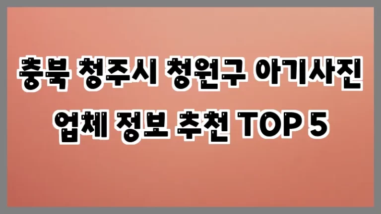 충북 청주시 청원구 아기사진 업체 정보 추천 TOP 5