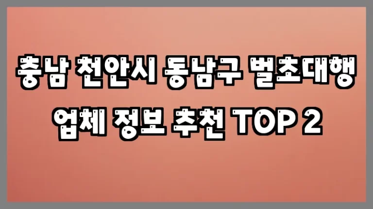 충남 천안시 동남구 벌초대행 업체 정보 추천 TOP 2