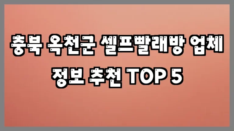 충북 옥천군 셀프빨래방 업체 정보 추천 TOP 5