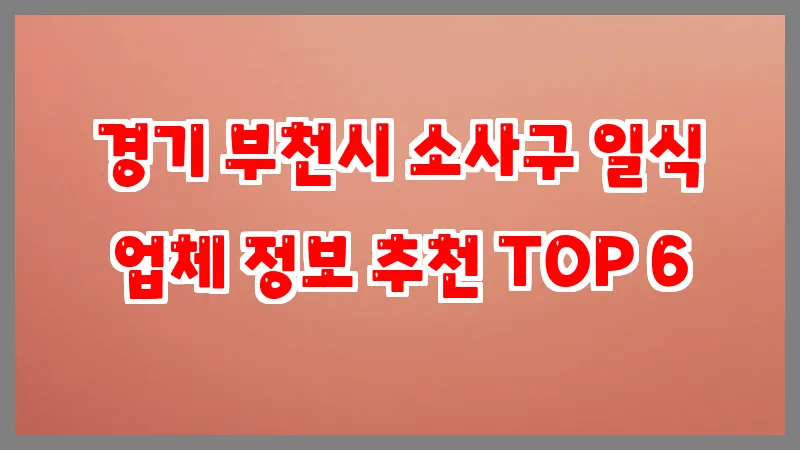 경기 부천시 소사구 일식 업체 정보 추천 TOP 6