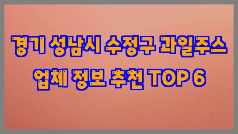경기 성남시 수정구 과일주스 업체 정보 추천 TOP 6
