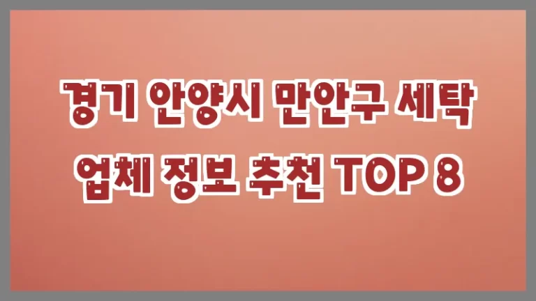 경기 안양시 만안구 세탁 업체 정보 추천 TOP 8
