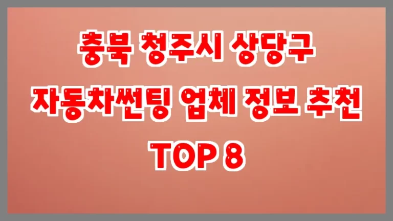 충북 청주시 상당구 자동차썬팅 업체 정보 추천 TOP 8