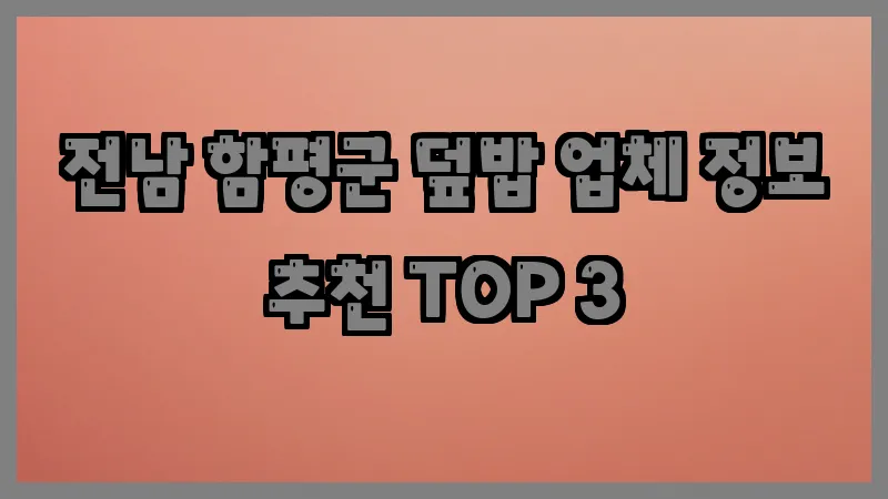 전남 함평군 덮밥 업체 정보 추천 TOP 3