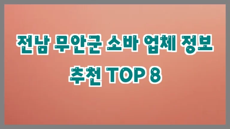 전남 무안군 소바 업체 정보 추천 TOP 8