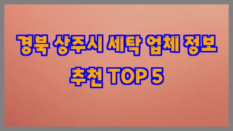 경북 상주시 세탁 업체 정보 추천 TOP 5