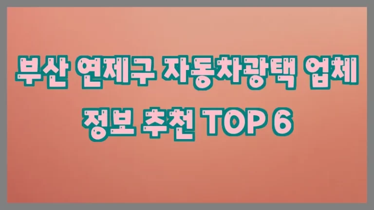 부산 연제구 자동차광택 업체 정보 추천 TOP 6