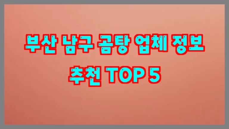 부산 남구 곰탕 업체 정보 추천 TOP 5