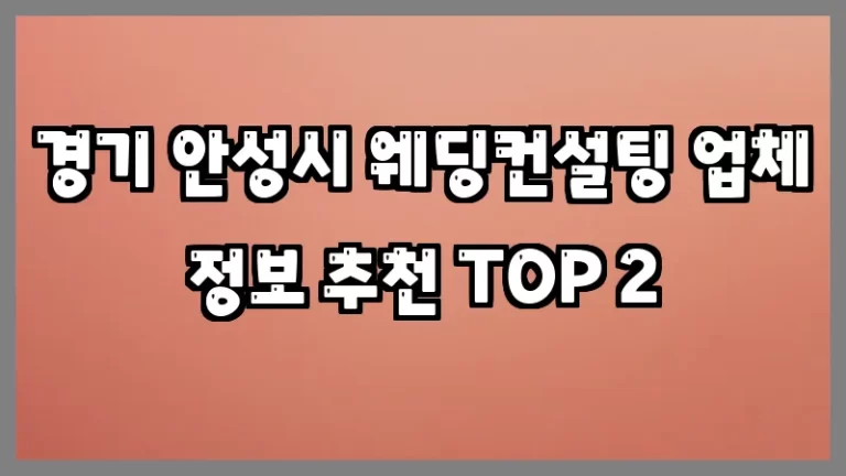 경기 안성시 웨딩컨설팅 업체 정보 추천 TOP 2