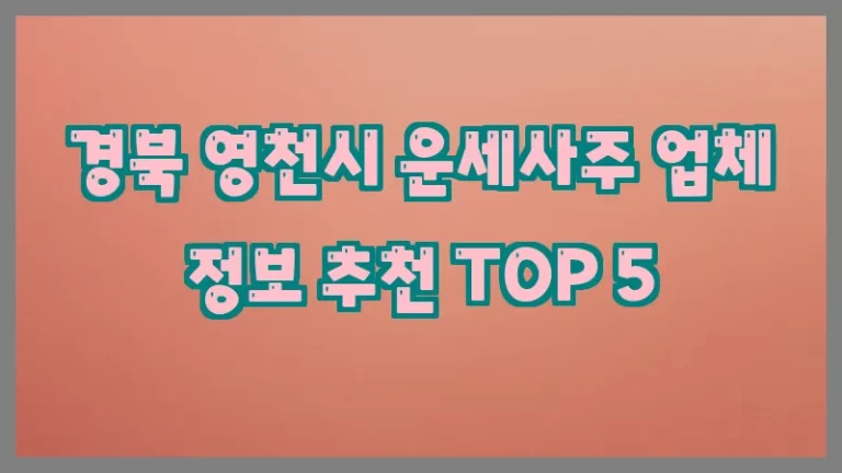 경북 영천시 운세사주 업체 정보 추천 TOP 5