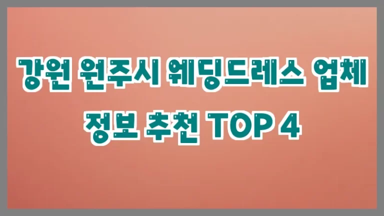 강원 원주시 웨딩드레스 업체 정보 추천 TOP 4