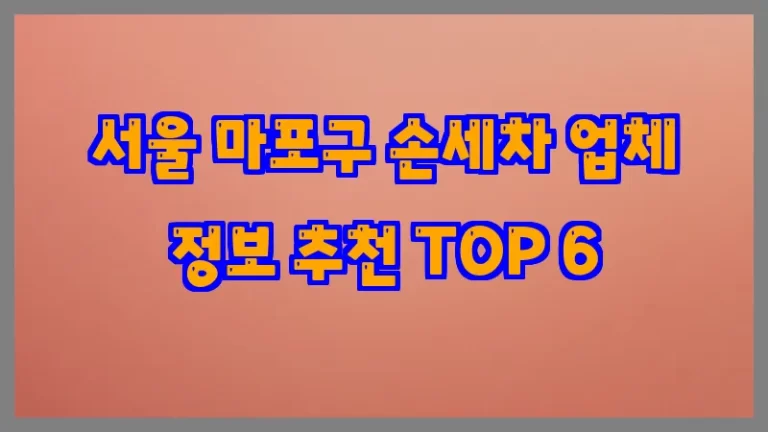 서울 마포구 손세차 업체 정보 추천 TOP 6