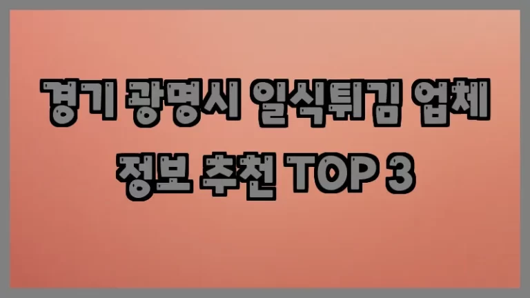 경기 광명시 일식튀김 업체 정보 추천 TOP 3