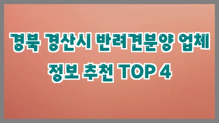 경북 경산시 반려견분양 업체 정보 추천 TOP 4