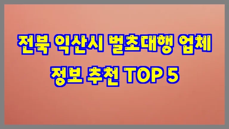 전북 익산시 벌초대행 업체 정보 추천 TOP 5