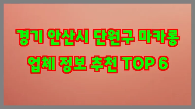 경기 안산시 단원구 마카롱 업체 정보 추천 TOP 6