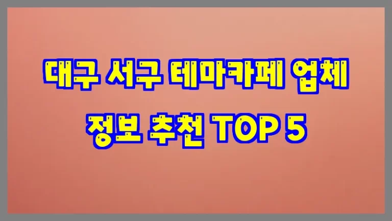 대구 서구 테마카페 업체 정보 추천 TOP 5