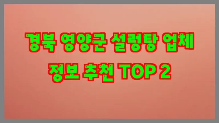 경북 영양군 설렁탕 업체 정보 추천 TOP 2