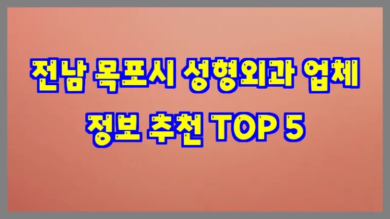 전남 목포시 성형외과 업체 정보 추천 TOP 5