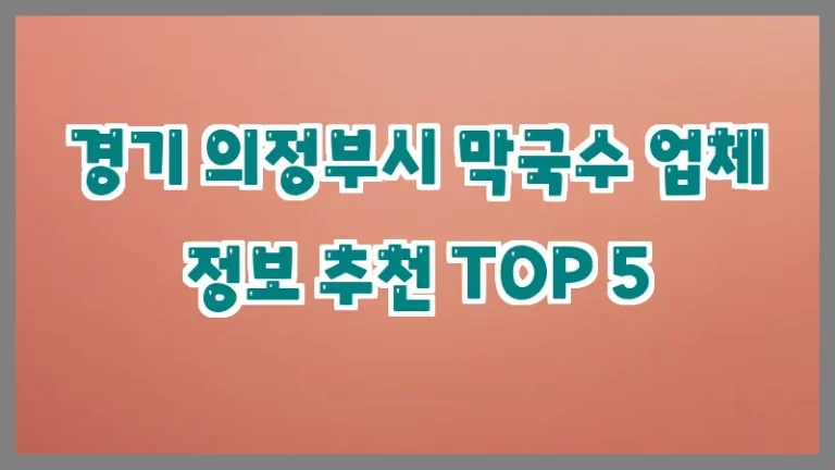 경기 의정부시 막국수 업체 정보 추천 TOP 5