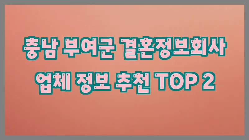 충남 부여군 결혼정보회사