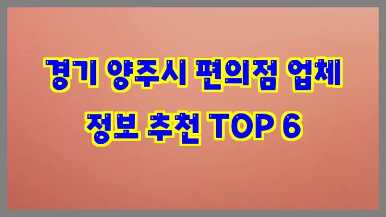 경기 양주시 편의점 업체 정보 추천 TOP 6
