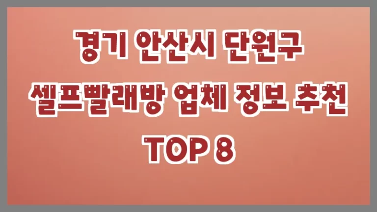 경기 안산시 단원구 셀프빨래방 업체 정보 추천 TOP 8