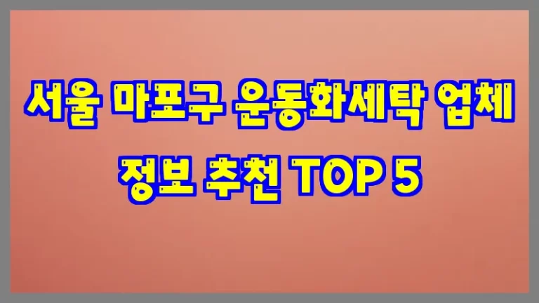 서울 마포구 운동화세탁 업체 정보 추천 TOP 5