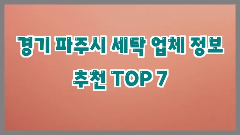 경기 파주시 세탁 업체 정보 추천 TOP 7