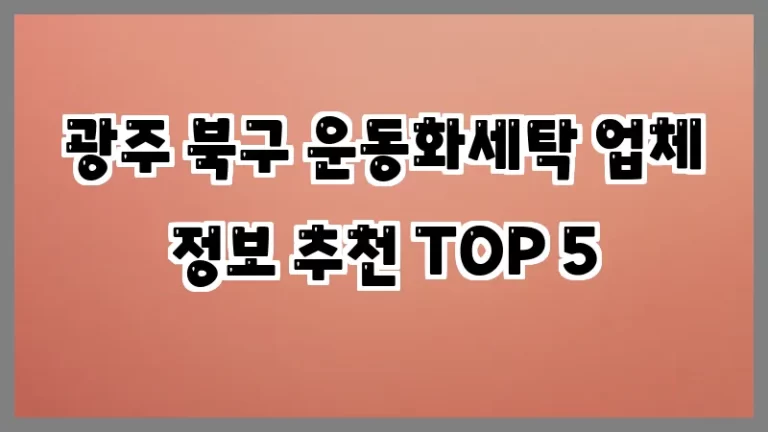 광주 북구 운동화세탁 업체 정보 추천 TOP 5