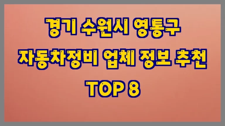 경기 수원시 영통구 자동차정비 업체 정보 추천 TOP 8