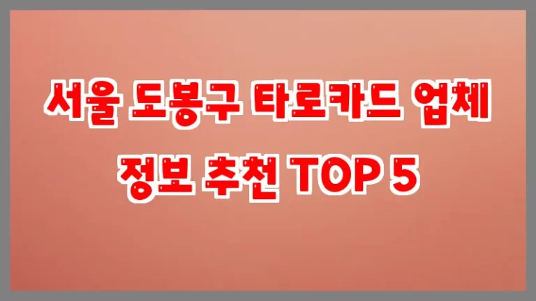 서울 도봉구 타로카드 업체 정보 추천 TOP 5