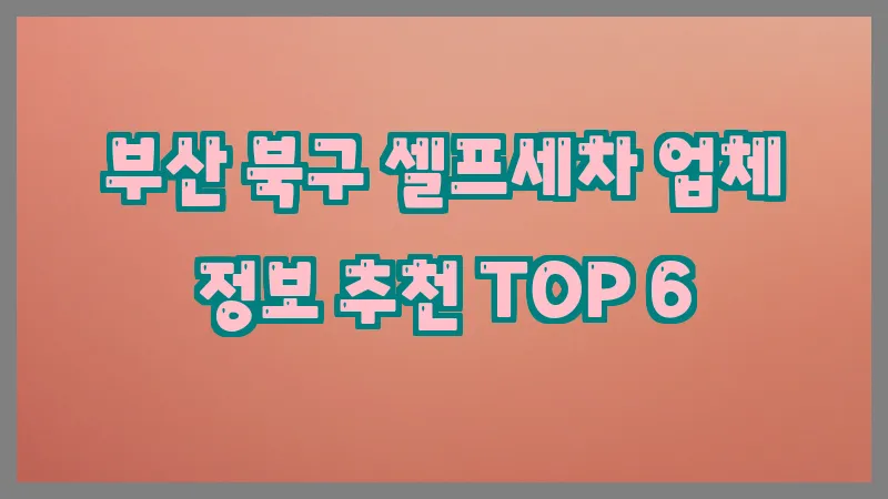 부산 북구 셀프세차