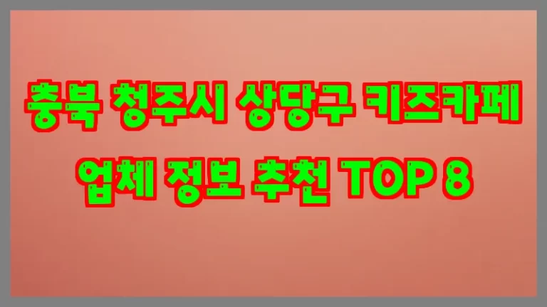 충북 청주시 상당구 키즈카페 업체 정보 추천 TOP 8