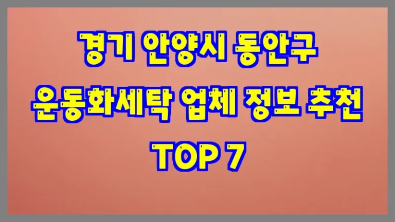 경기 안양시 동안구 운동화세탁 업체 정보 추천 TOP 7