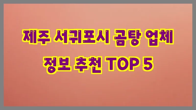 제주 서귀포시 곰탕 업체 정보 추천 TOP 5