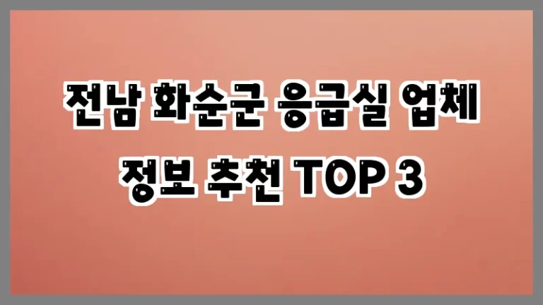 전남 화순군 응급실 업체 정보 추천 TOP 3