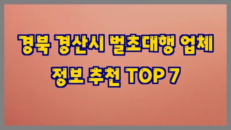 경북 경산시 벌초대행 업체 정보 추천 TOP 7