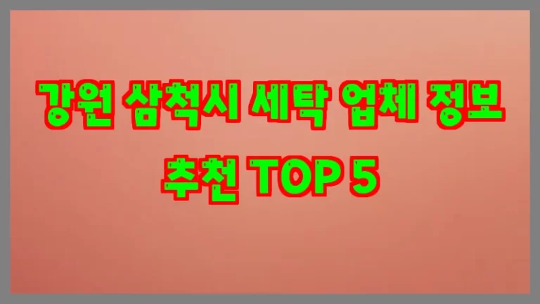 강원 삼척시 세탁 업체 정보 추천 TOP 5