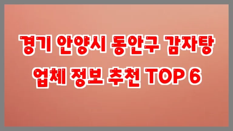 경기 안양시 동안구 감자탕 업체 정보 추천 TOP 6