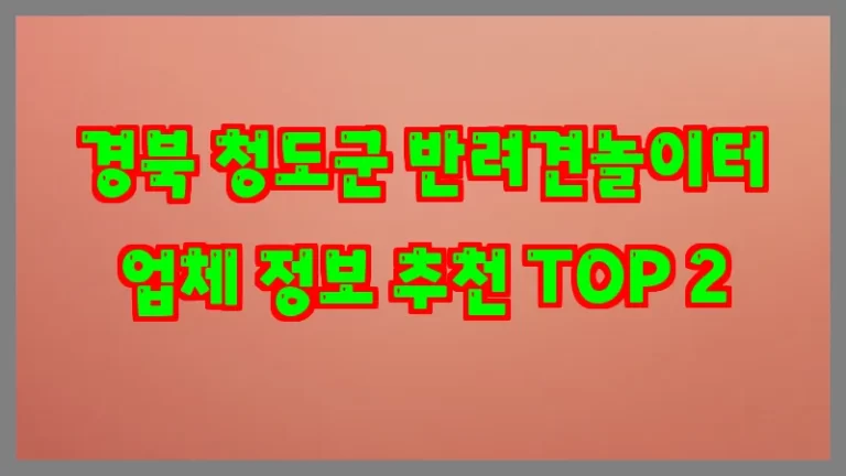 경북 청도군 반려견놀이터 업체 정보 추천 TOP 2