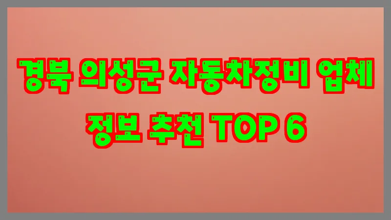 경북 의성군 자동차정비