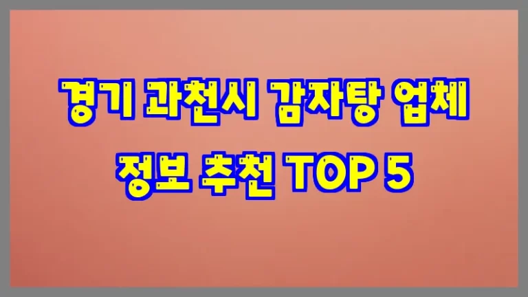 경기 과천시 감자탕 업체 정보 추천 TOP 5